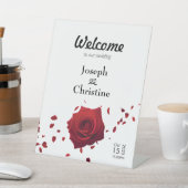 Red Rose bruiloft welkom Reclamebord Met Voetstuk (Insitu)