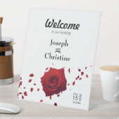 Red Rose bruiloft welkom Reclamebord Met Voetstuk (Insitu)