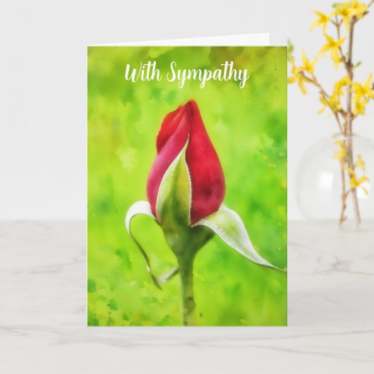 Red Rose Bud Art Sympathy Card Kaart (Gele Bloem)