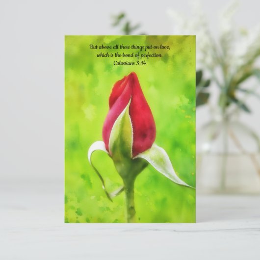 Red Rose Bud Flower Art Faith Note Kaart (Staand voorkant)