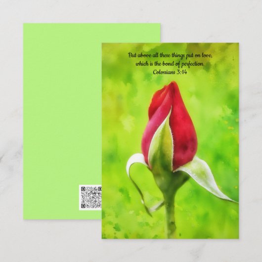 Red Rose Bud Flower Art Faith Note Kaart (Voorkant / Achterkant)
