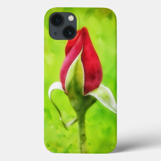 Red Rose Bud Flower Art Phone Case (Achterkant)