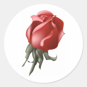 Red Rose Bud Ronde Sticker