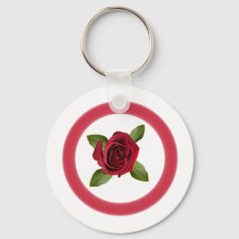 Red Rose Button Sleutelhanger