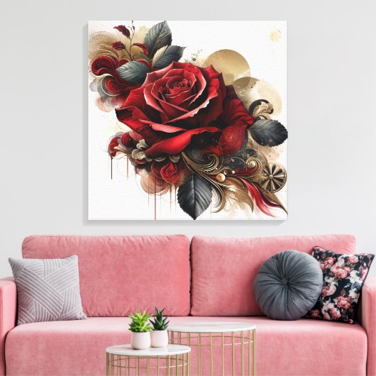 Red Rose Canvas Afdruk (Insitu (Woonkamer))
