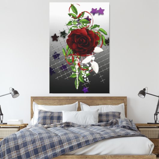 Red Rose Canvas Afdruk (Insitu (Slaapkamer))