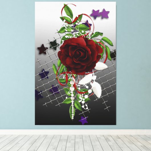 Red Rose Canvas Afdruk (Insitu (Houten vloer))