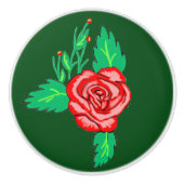 Red Rose Ceramic Knob. Keramische Knop (Voorkant)