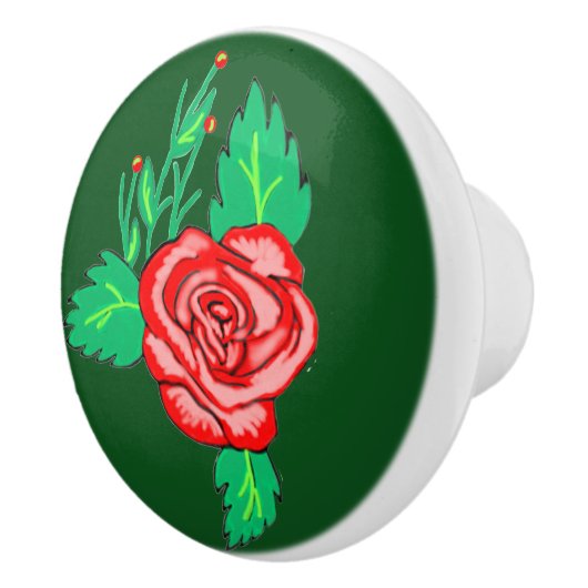 Red Rose Ceramic Knob. Keramische Knop (Rechts)