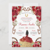 Red Rose Charra Western Quinceañera Kaart (Voorkant)