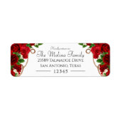 Red Rose Charro Quinceanera Return Address Etiket (Voorkant)