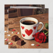 Red Rose, Chocolates and Coffee | Valentine's Day Feestdagenkaart (Voorkant / Achterkant)