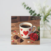 Red Rose, Chocolates and Coffee | Valentine's Day Feestdagenkaart (Staand voorkant)