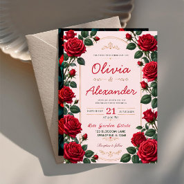 Red Rose Classic Romantic Elegant Floral Acryl Uitnodigingen