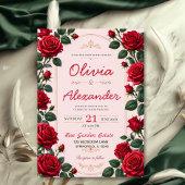 Red Rose Classic Romantic Elegant Floral Kaart