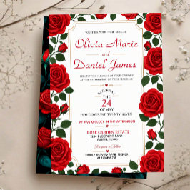 Red Rose Classic Rose Garden Elegant Floral Acryl Uitnodigingen