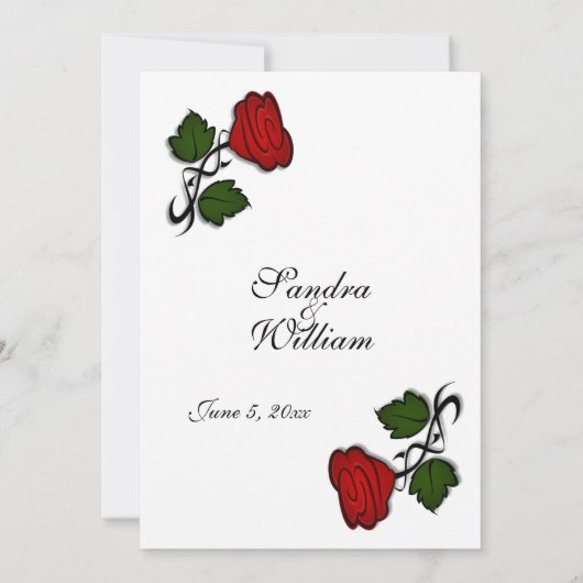 Red Rose Classic Wedding Invitation Kaart (Achterkant)