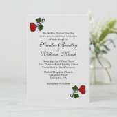 Red Rose Classic Wedding Invitation Kaart (Staand voorkant)