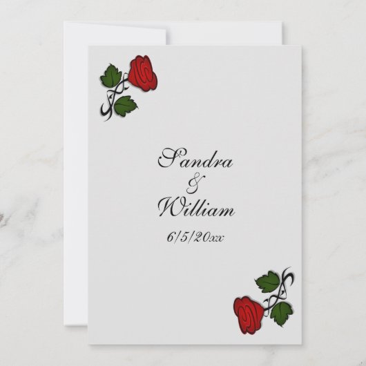 Red Rose Classic Wedding Invitation Kaart (Achterkant)