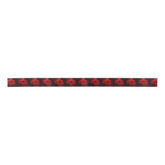 Red Rose Close Up Pattern Satijnen Lint (Voorkant)