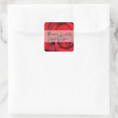 Red Rose Close Up Personalized Wedding Vierkante Sticker (Tas)