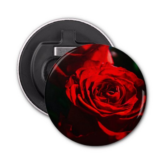 Red Rose Close Up Photo Button Flesopener (Voorkant)