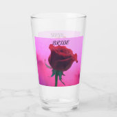 Red Rose Closeup with Pink Wedding Glass Glas (Achterkant)