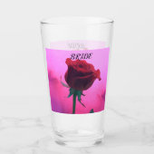 Red Rose Closeup with Pink Wedding Glass Glas (Voorkant)