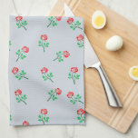 Red Rose Country Cottage Pattern Theedoek<br><div class="desc">en vrouwelijk landelijk huisje stijl rode roos patroonkeukenhanddoek.</div>