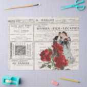 Red Rose Couple French Advertisement Tissuepapier (Craft)