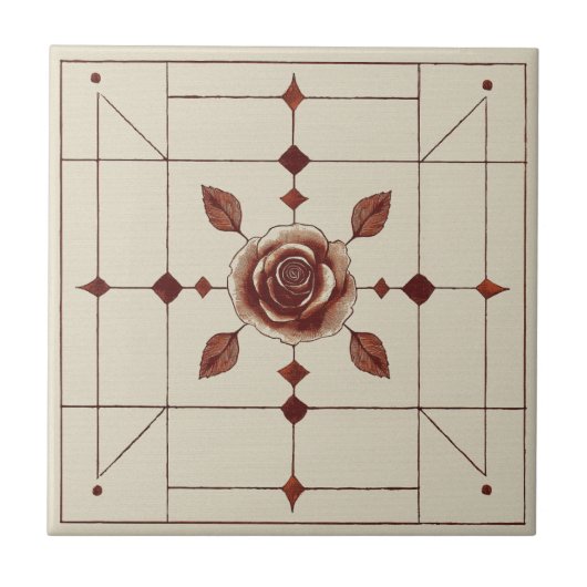 Red Rose Craftsman Style Tegeltje (Voorkant)