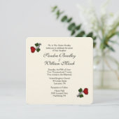 Red Rose Cream Wedding Invitation Kaart (Staand voorkant)