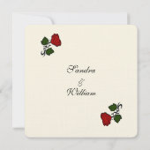 Red Rose Cream Wedding Invitation Kaart (Achterkant)