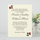 Red Rose Cream Wedding Invitation Kaart (Staand voorkant)