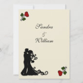 Red Rose Cream Wedding Invitation Kaart (Achterkant)