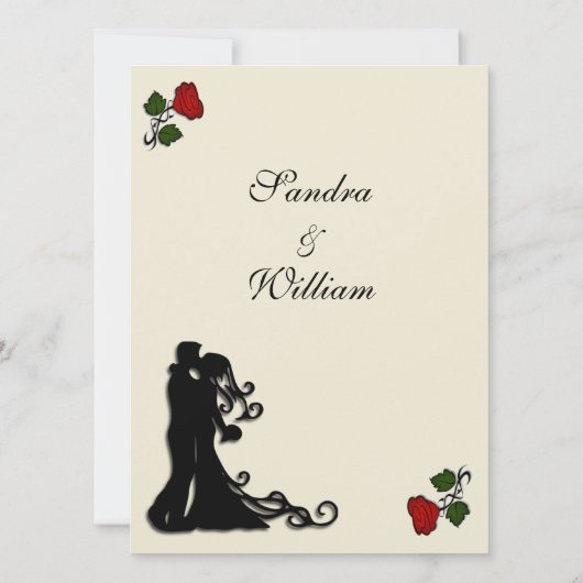 Red Rose Cream Wedding Invitation Kaart (Achterkant)