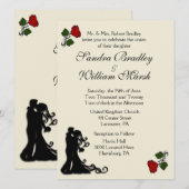 Red Rose Cream Wedding Invitation Kaart (Voorkant / Achterkant)