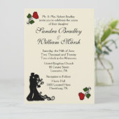 Red Rose Cream Wedding Invitation Kaart (Staand voorkant)