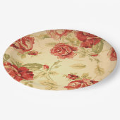 Red Rose, crème, bruin antiek bloemen Papieren Bordje (Gekanteld)
