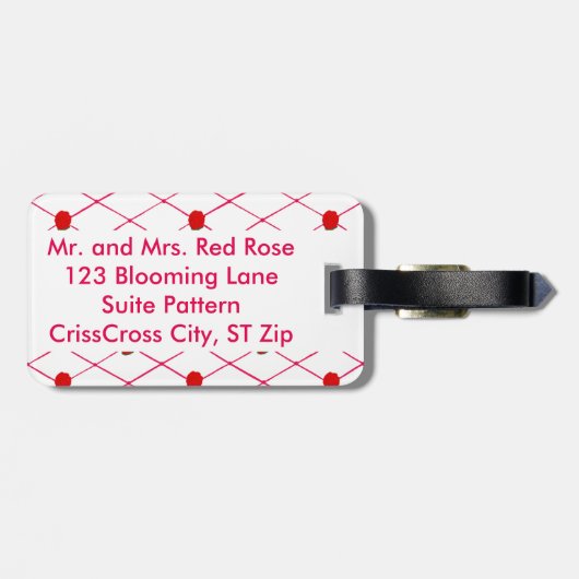 Red Rose CrissCross Pattern Bagagelabels (Achterkant horizontaal)