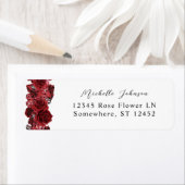 Red Rose & Crystal Floral Return Address Label (Insitu)