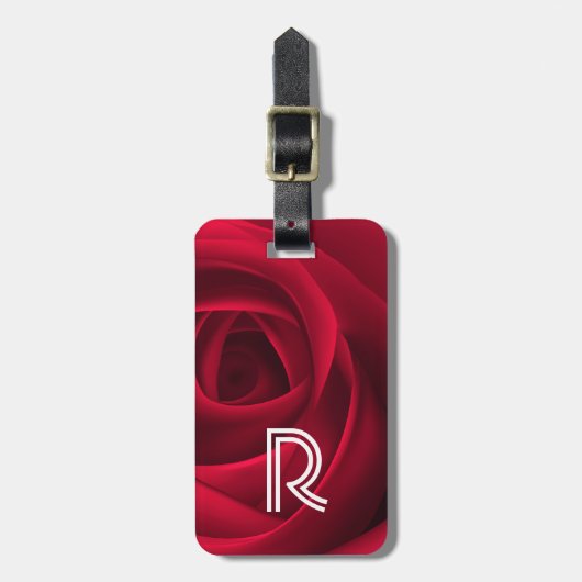 Red Rose Custom Monogram Bagagelabel (Voorkant verticaal)