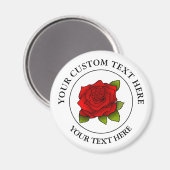 Red Rose Custom Text Pictogram Magneet (Voorkant / Achterkant)