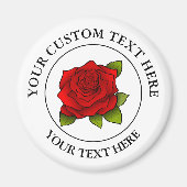 Red Rose Custom Text Pictogram Magneet (Voorkant)