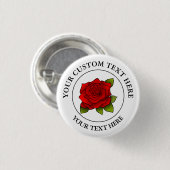 Red Rose Custom Text Pictogram Ronde Button 3,2 Cm (Voorkant /achterkant)