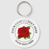 Red Rose Custom Text Pictogram Sleutelhanger (Voorkant)