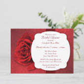 Red Rose Damask Bridal Shower Uitnodigingen (Staand voorkant)