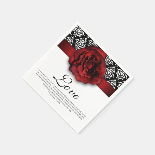 Red Rose Damask Love Wedding Jubileum Servetten (Hoek)