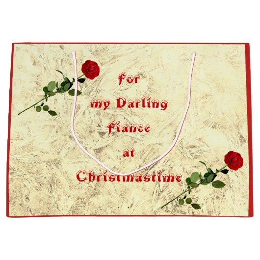 Red Rose Darling Fiance bij kerstontwerp Large Cadeautasje (Voorkant)