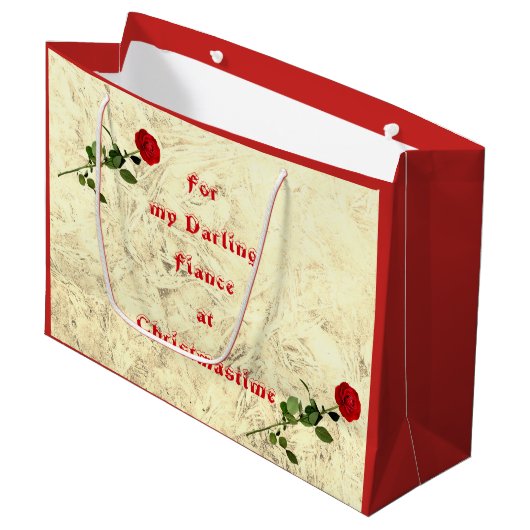 Red Rose Darling Fiance bij kerstontwerp Large Cadeautasje (Voorkant Gekanteld)